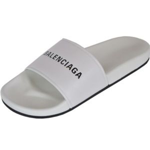 white balenciaga slides